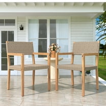 Christopher Knight Home Wicker Outdoor Dining Armchair with Cushion, Solid Wood Frame, Light Brown Teak