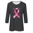 thumbnail image 3 of Hfnxid Breast Cancer Awareness Tshirt Shirts for Women 3/4 Sleeve Pink Ribbon Graphic T-Shirt Crew Neck Inspirational Hope Top, 3 of 4