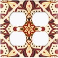 thumbnail image 3 of Metal Light Switch Plate Cover Beige Burgundy Mandala  Flower Tile Pattern MDL032, 3 of 13