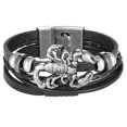 thumbnail image 1 of Men's Knitting Hand Rope Leather Bracelet Fashionable Accessories Scorpion Bracelet Black Bracelet For Men, 1 of 9