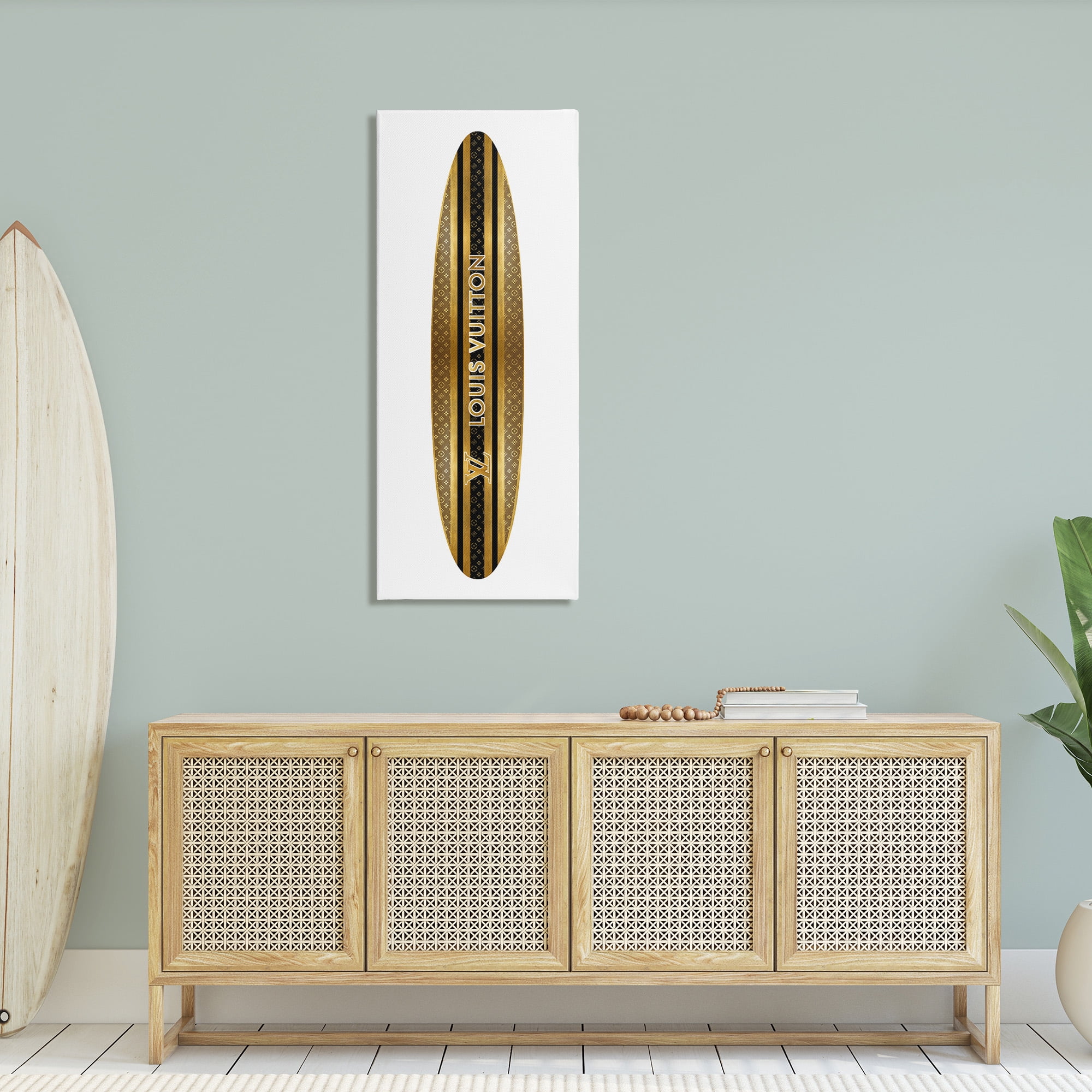 Stupell Industries Glam Striped Surfboard Nature Painting Gallery Wrapped Canvas Art Print Wall Art, 20 x 48