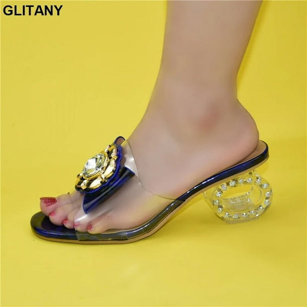 Latest Blue Color Shoes for Women Sandals 2024 Fashion Women Clear Rhinestone Heels High Heels Sexy Ladies Ladies Dress Shoes Wine Red 15 39 Walmart