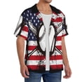 thumbnail image 2 of KLL Vintage Baseball American Flag Print Men's Shirt Short Sleeve Button Down Summer Cuba Beach Shirts-4X-Large, 2 of 5