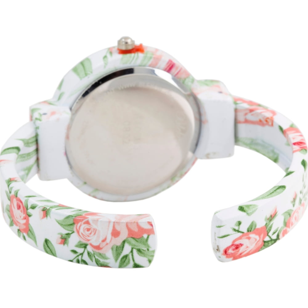 Blekon Collections Women’s Cuff Bangle Watch – Elegant Flower Design Bracelet Timepiece, Fashion Jewelry Wristwatch for Ladies, Stylish Dress Gift, Multiple Design Options