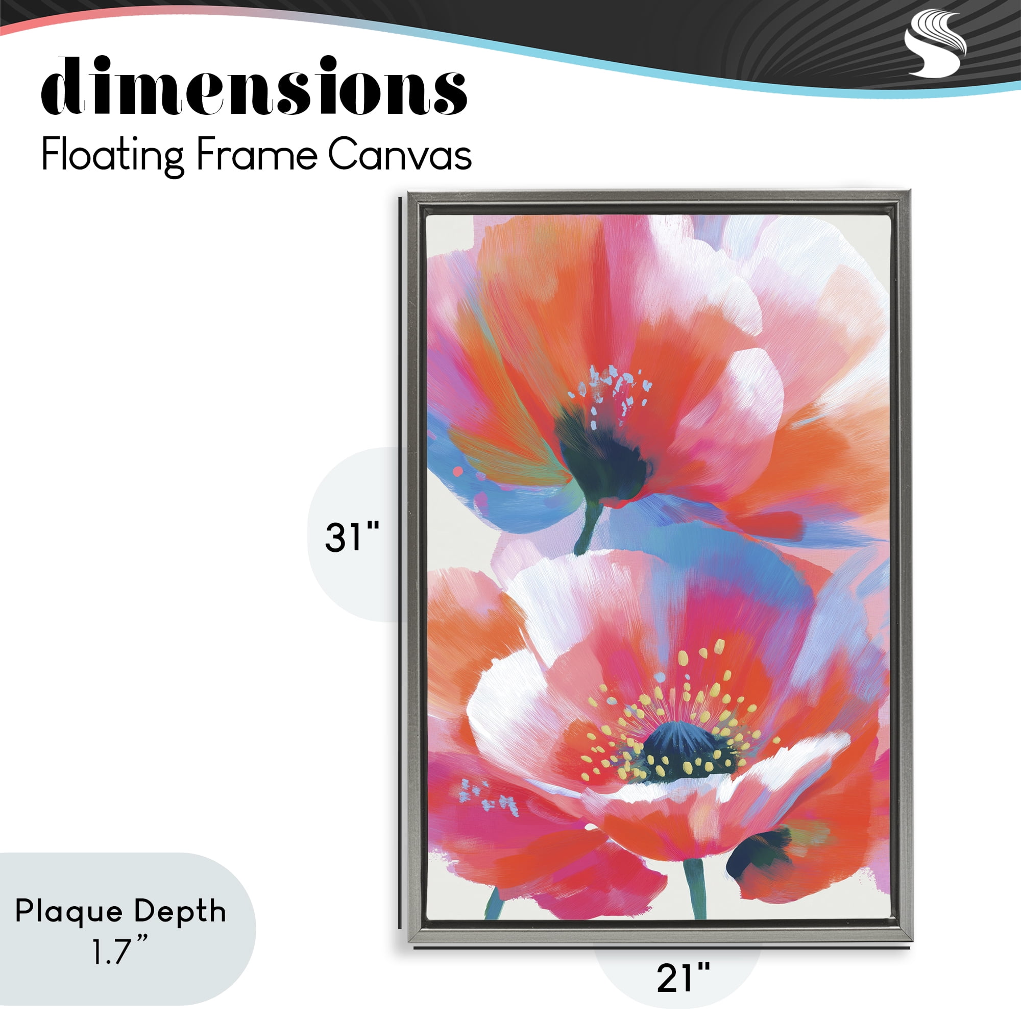 Stupell Industries Poppies in Soft Light Gray Framed Floater Canvas Wall Art, design by Chromatic Storm Studio