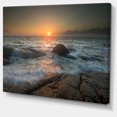 thumbnail image 2 of Lashing Sea Waves At Sunset - Beach Photo Canvas Print, 2 of 3