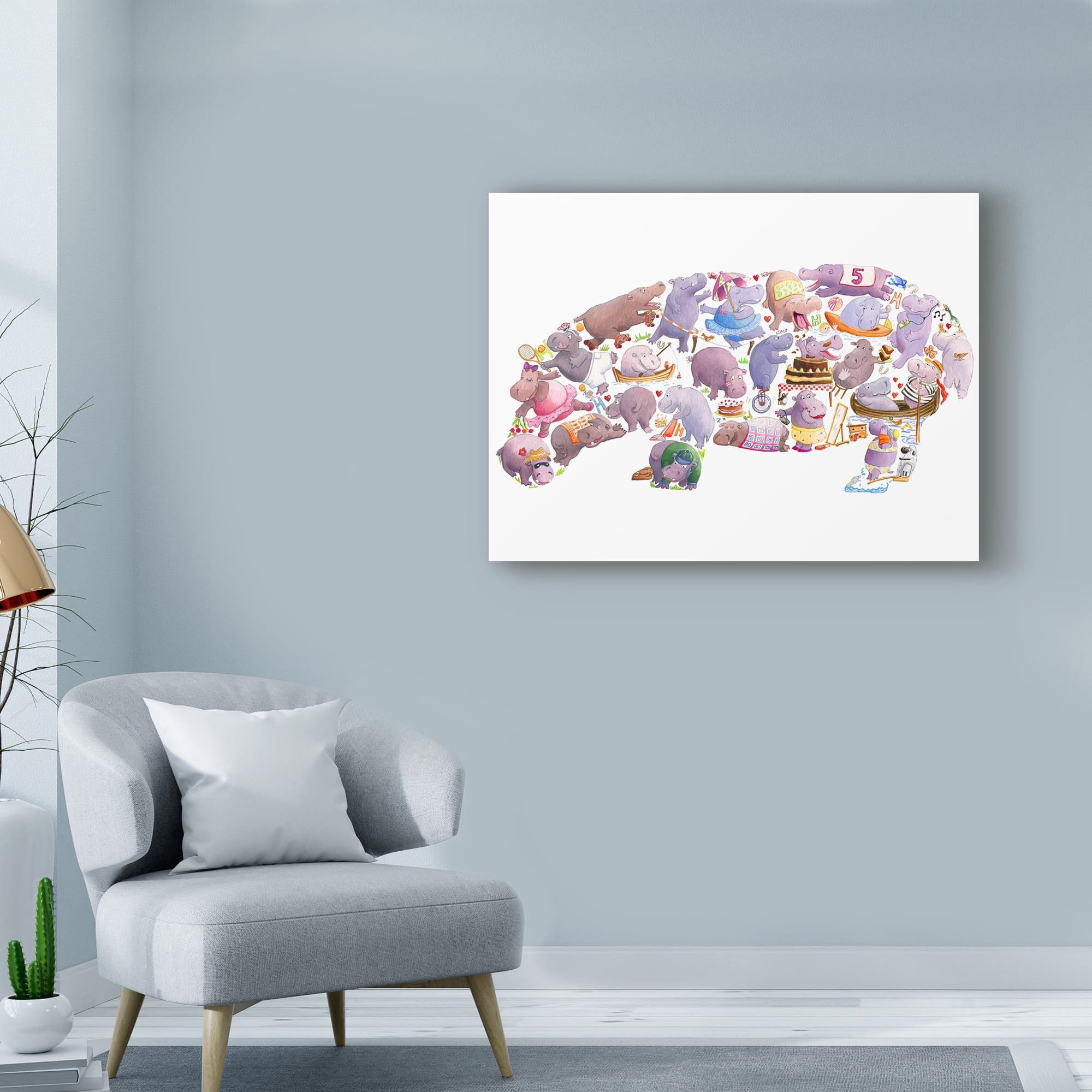 Trademark Fine Art 'Hippo Collage' Canvas Art by Louise Tate
