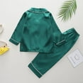 thumbnail image 3 of 2-10Y Toddler Boys Girls Satin Silk Long Sleeve Pajamas Set Christmas Kids Button Down Pjs Sleepwear, 3 of 8
