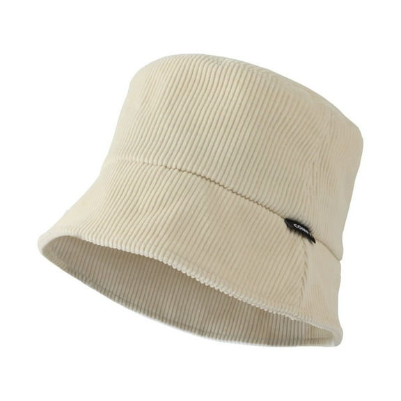 WITHMOONS Corduroy Bucket Cotton Hat Travel Beach Outdoor Cap TGB1291 (Ivory)
