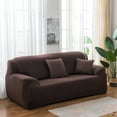 thumbnail image 4 of Stretch Elastic, Anti-Wrinkle, Pure Color Slipcover For 1-4 Seater Sofas For Moving Living Room Furniture (4 Seater, Coffee), 4 of 7