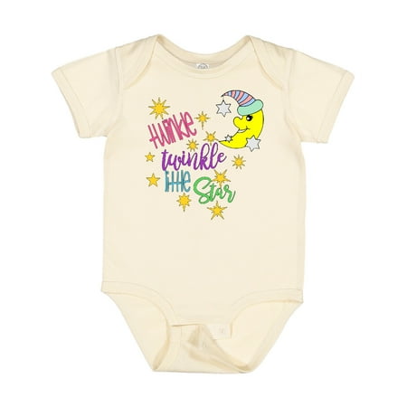 

Inktastic Twinkle Twinkle Little Star with Yellow Moon in Night Cap Gift Baby Boy or Baby Girl Bodysuit