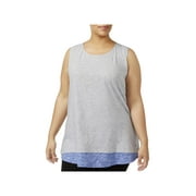 Calvin Klein Performance Womens Plus Striped Layered Tank Top