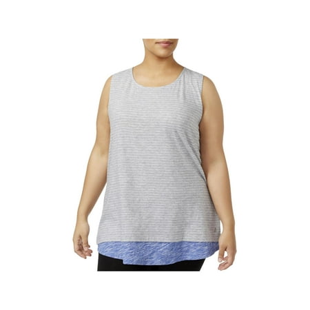Calvin Klein Performance Womens Plus Striped Layered Tank Top