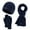 a-Navy, variant on Wovix Three Pieces Solid Color Womens Winter Knit Warm Hat Beanie Long Scarf Touch Screen Gloves Set Skull Caps Neck Scarves Set for Women Winter Gifts Soft