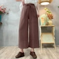 thumbnail image 2 of ABATAB Cotton Linen Pants for Women Wide Leg Drawstring Palazzo Trousers Beach Casual Vacation Summer Outfits with Pockets, 2 of 6