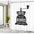 thumbnail image 4 of Ambesonne Saying Shower Curtain, Grungy Typography Coffee, 69"Wx84"L, Black and White, 4 of 4