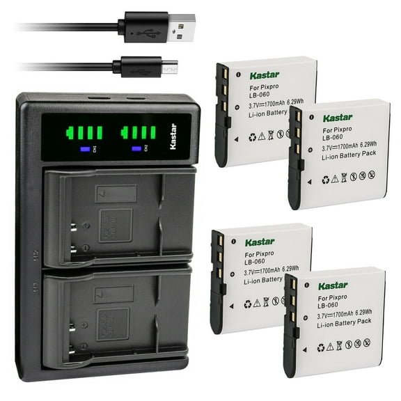 Kastar 4-Pack Battery and LTD2 USB Charger Replacement for Digipo HDV-Z Series HDV-Z58, DXG DVH Series DVH-5B3, DVH-5C3, DVH-5C6, DVH-5D9, DVH-513, DVH-555, DVH-553, DVH-566, DVH-592