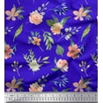 thumbnail image 1 of Soimoi Blue Poly Georgette Fabric Rose Flower Watercolor Print Fabric by Yard 52 Inch Wide, 1 of 3