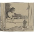 thumbnail image 3 of Richard Nicolaüs Roland Holst 17x15 Black Modern Framed Museum Art Print Titled - Vrouw Hogerhuis, Sitting in Bed (Second Design) (1899), 3 of 5