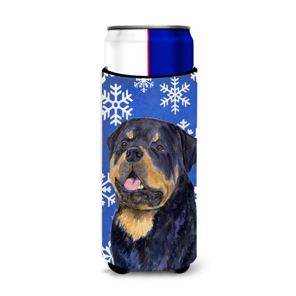 Rottweiler Winter Snowflakes Holiday Ultra Hugger for slim cans