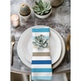 thumbnail image 2 of Blue Teal Brown Striped Cloth Napkins Set of 4 Reusable Dinner Napkins, Farmhouse Stripes Simple Art Cocktail Napkin Washable Table Napkins for Wedding/Holiday Party/Baby Shower 20"x20", 2 of 7
