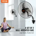 thumbnail image 2 of Wall Mount Fan, 2 PCS 18 inch Oscillating, 3-speed High Velocity Max. 4000 CFM Industrial Wall Fan for Indoor, Commercial, Residential, Warehouse, Greenhouse, Workshop, Basement, Garage,Black, 2 of 6