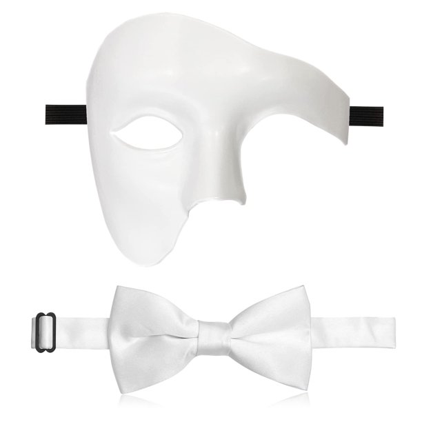 Máscara De Media Cara De Fantasma De La Ópera – Diseño Vintage De Plástico Duro – Ideal Para Halloween, Carnaval Y Fiestas De Disfraces