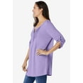 thumbnail image 3 of Woman Within Plus Size 7-Day Three-Quarter Sleeve Pintucked Henley Tunic, 3 of 6