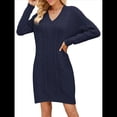 thumbnail image 2 of Vestidos Tipo Suéter Holgados de Otoño con Cuello en V, Larga y por Encima de la Rodilla para Mujer. Azul Oscuro S, 2 of 7