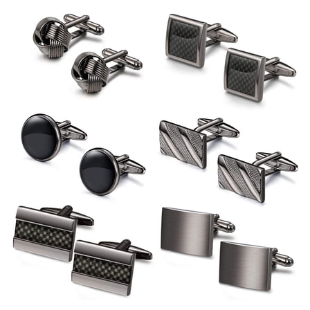 6Pairs Wedding Business Classic Cufflinks for Men Unique Cufflink Set Mens