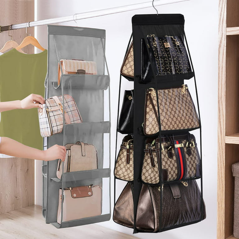 6/8 Pockets Hanging Handbag Organizer Clear Fold-able Handbag Purse Storage  Bag Home Storage Organization