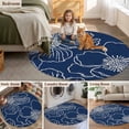 thumbnail image 6 of Blue Flowers 3ft Area Rug, Spring Floral Botanical Modern Art Washable Non-Slip Small Round Rugs for Entryway Bedroom Kitchen, Soft Circle Carpet for Dining Room, Playroom Nursery Rug, 6 of 9
