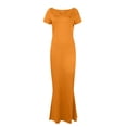 thumbnail image 4 of Summer Saving Wycnly Womens Dresses Party Club Sexy Slim Wrap Fishtail Long Dresses Solid Round Neck Short Sleeve Maxi Summer Dress Orange xxl Clearance Under $5, 4 of 4
