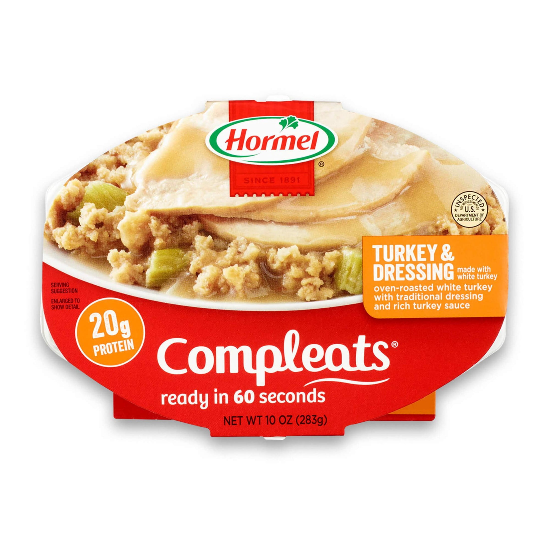 (6 pack) HORMEL COMPLEATS Turkey & Dressing, Shelf Stable, 10 oz Plastic Tray