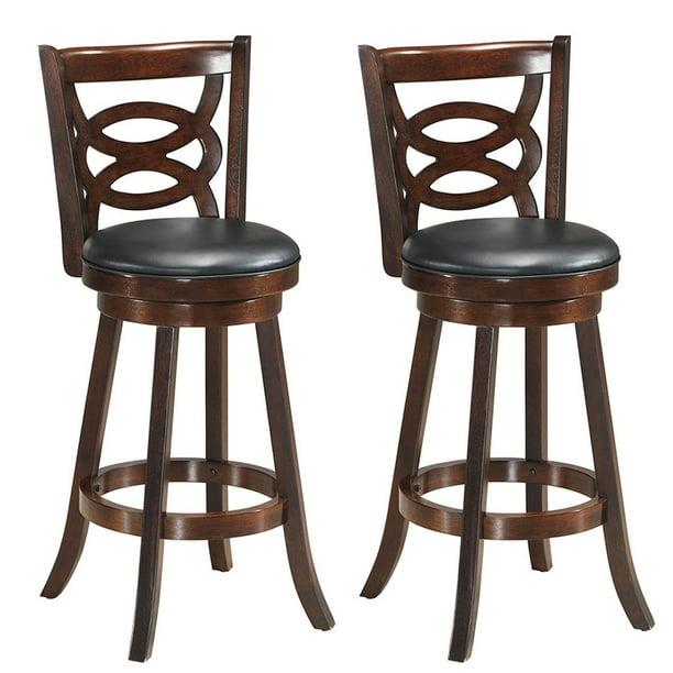 Wooden Swivel Backed Dining Chair, Wood Swivel Bar Stools Set Of 2