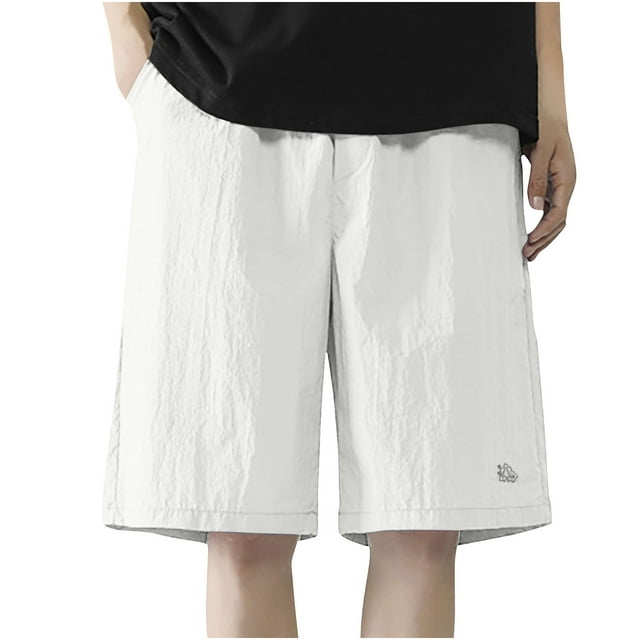 Diufon Men's Athletic Shorts Cotton Linen Drawstring Waisted Outdoor Sport Shorts Spring Summer Shorts with Pockets
