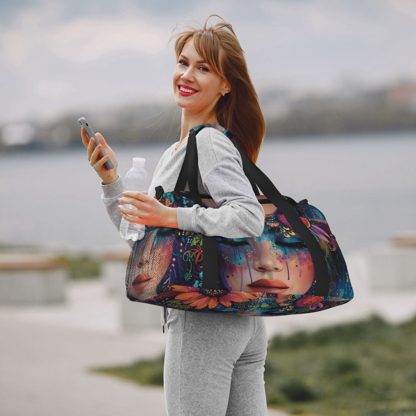 Fuzoiu Bohemian Colorful Flower Woman Print Travel Duffle Bag,Carry On Tote Bags,Duffel Bag,Sport Gym Bag, Hospital Bag for Labor and Delivery, Overnight Bag,Luggage Bag