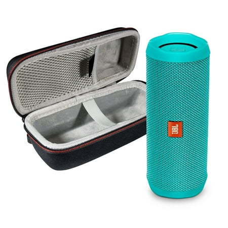 Foldable Portable Travel Speakers - JBL FLIP 4 Teal Kit Bluetooth Speaker & Portable Hardshell Travel Case