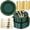 Green and Gold, variant on 350pcs Clear Gold Plastic Plates - Gold Plastic Dinnerware Set Includes 50 Dinner Plates, 50 Dessert Dinnerware, 50 Cups, 50 Rolled Napkin Cutlery Perfect for Wedding & Party
