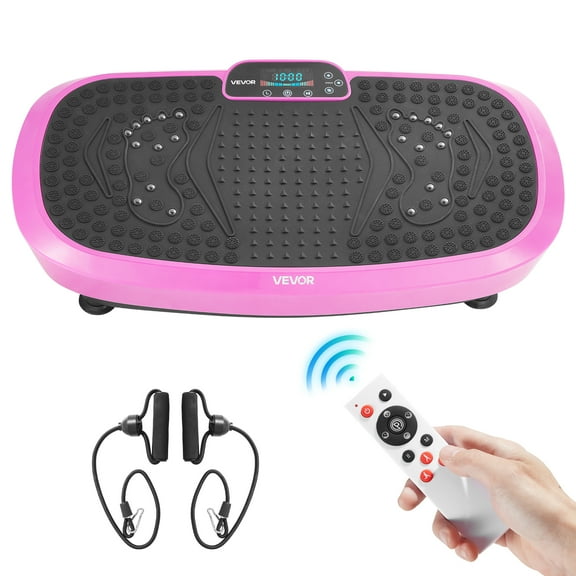 VEVOR Vibration Plate Exercise Machine,Full Body Shaker with Magnetic Acupoints for Lymphatic Drainage and Weight Loss,Home Gym Workout Fitness Equipment with 2 Resistance Bands for Women Men,Pink