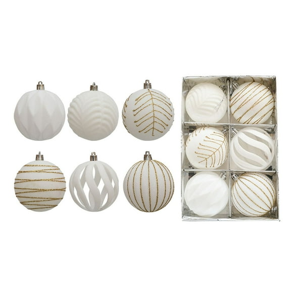 6PCS 8CM Christmas Ball Ornaments Tree Decorations for Holiday Wedding Party, White