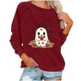 thumbnail image 2 of Ailaofu Halloween Sweatshirts for Women Ghost Pumpkin Sweater Cute Spooky Coffee Graphic Pullover Shirts, 2 of 4