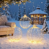 Resenkos Christmas Decor,3 Pack Christmas LED Light Balls with Cable Ties and 6 Stakes-Golden