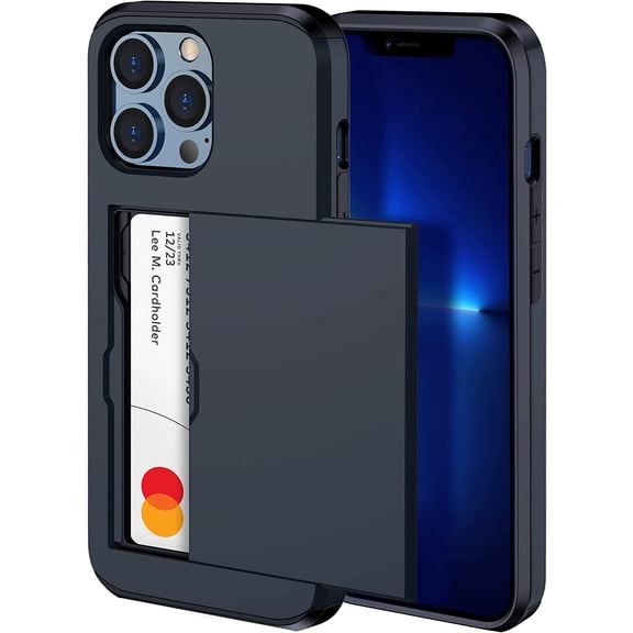 for iPhone 13 Pro Max Case Wallet, Wireless Charging Compatible iPhone 13 Pro Max Case with Card Holder, Heavy Duty Protective iPhone 13 Pro Max Wallet Case Slim Shockproof (Black)