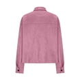 thumbnail image 2 of Smupbvky Women Faux Suede Jackets Collared Button Up Crop Shackets Long Sleeve Dressy Casual Outerwear Tops with Pockets (L, Pink), 2 of 7