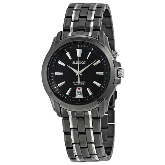 Seiko Men's Perpetual Calender Black Dial Two-Tone Stainelss Steel Watch SNQ121