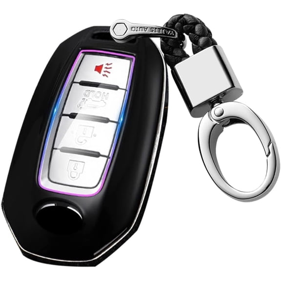 Key Fob Cover Compatible with Infiniti Q50 Q60 QX50 QX55 QX60 EX25 EX35 FX35 FX45 FX50 EX37 2018-2025 ABS 3 Button Keychain Case Holder Protector,Black