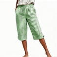 thumbnail image 5 of HBGVBA Women Casual Plaid Capris with Pockets,Plaid 5 Length Shorts with Practical Side Pockets All Season Wear, 5 of 5