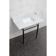 thumbnail image 2 of Kingston Brass LMS3622M8SQ0 Habsburg 36" Carrara Marble Console Sink with Brass Legs (8-Inch, 3-Hole), Carrara Marble White/Matte Black, 2 of 6