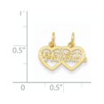 thumbnail image 4 of 14k Yellow Gold Double Heart BEST FRIENDS Break-apart Charm Pendant, 4 of 4